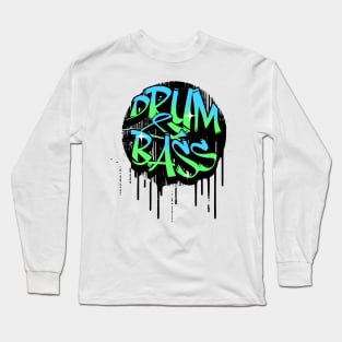 DRUM AND BASS  - Graffiti paint drip (blue/green) Long Sleeve T-Shirt